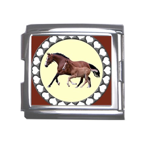 Mare n foal Mega Link Italian Charm (18mm) from ArtsNow.com Front
