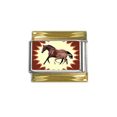 Mare n foal Gold Trim Italian Charm (9mm) from ArtsNow.com Front