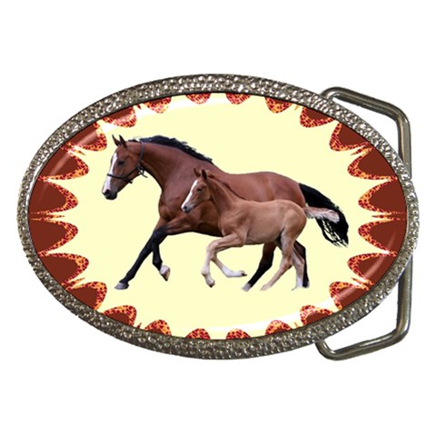 Mare n foal Belt Buckle from ArtsNow.com Front