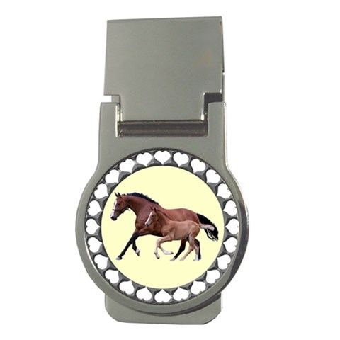 Mare n foal Money Clip (Round) from ArtsNow.com Front
