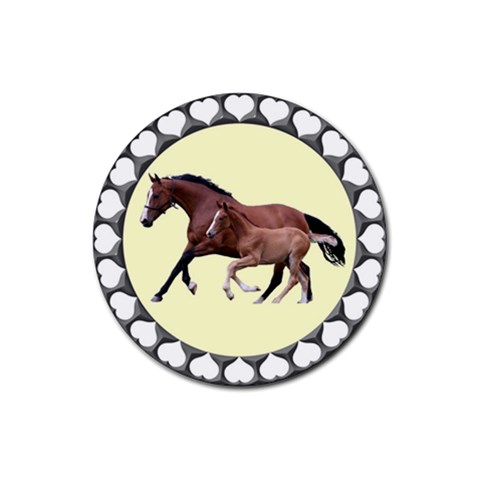 Mare n foal Rubber Round Coaster (4 pack) from ArtsNow.com Front