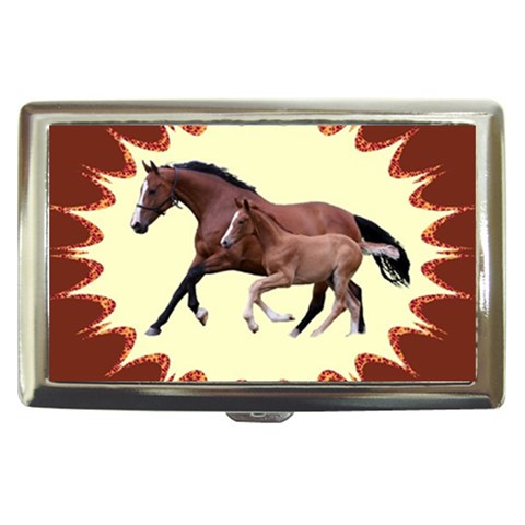 Mare n foal Cigarette Money Case from ArtsNow.com Front