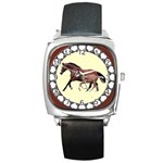 Mare n foal Square Metal Watch