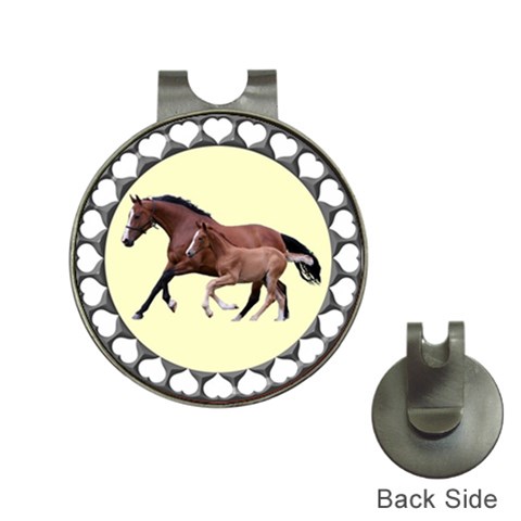 Mare n foal Golf Ball Marker Hat Clip from ArtsNow.com Front