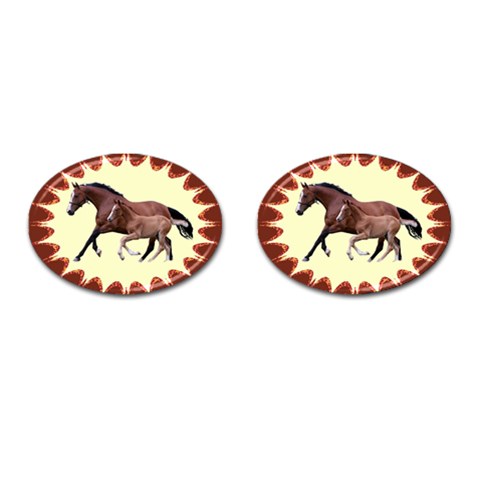 Mare n foal Cufflinks (Oval) from ArtsNow.com Front(Pair)