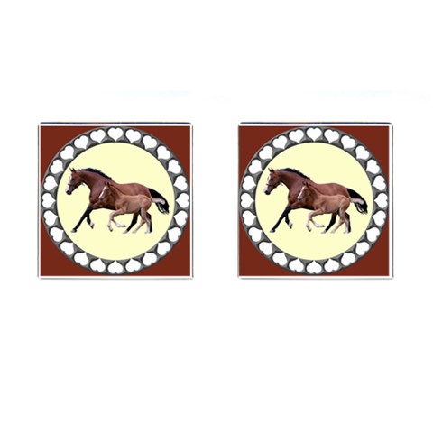 Mare n foal Cufflinks (Square) from ArtsNow.com Front(Pair)