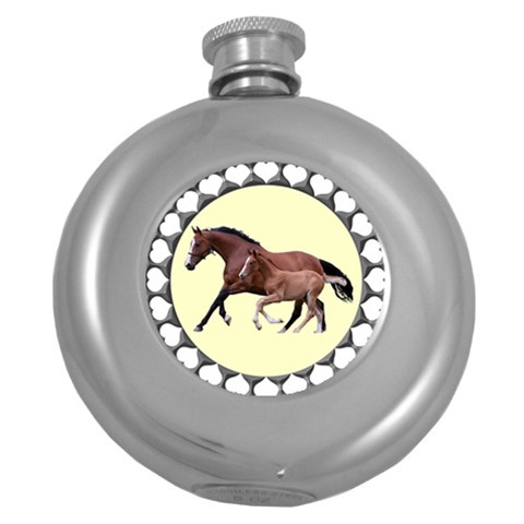 Mare n foal Hip Flask (5 oz) from ArtsNow.com Front