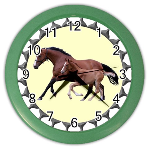 Mare n foal Color Wall Clock from ArtsNow.com Front