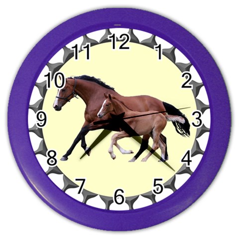 Mare n foal Color Wall Clock from ArtsNow.com Front
