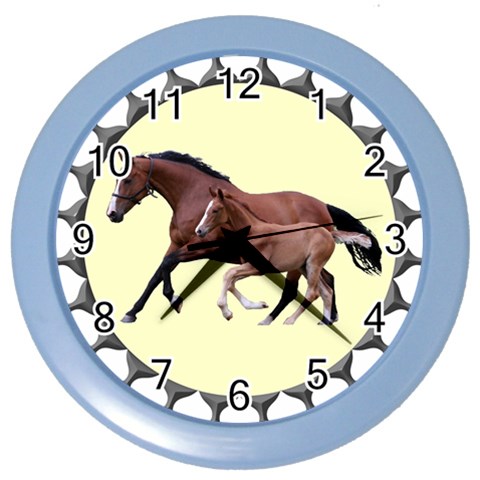 Mare n foal Color Wall Clock from ArtsNow.com Front