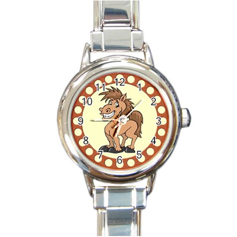 Cheeky pony Round Italian Charm Watch from ArtsNow.com Front