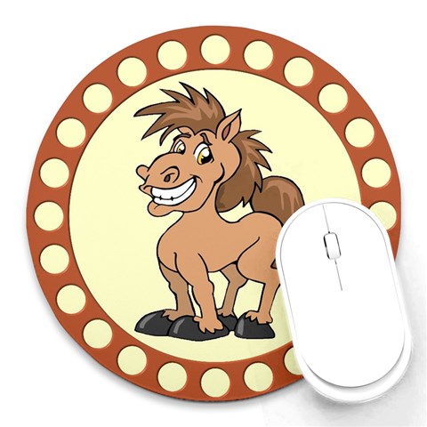Cheeky pony Round Mousepad from ArtsNow.com Front