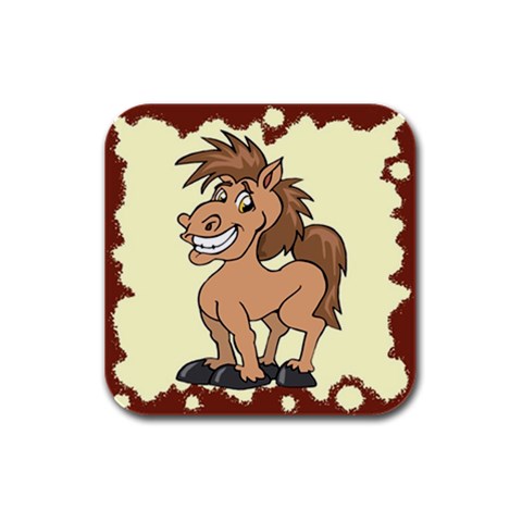 Cheeky pony Rubber Square Coaster (4 pack) from ArtsNow.com Front