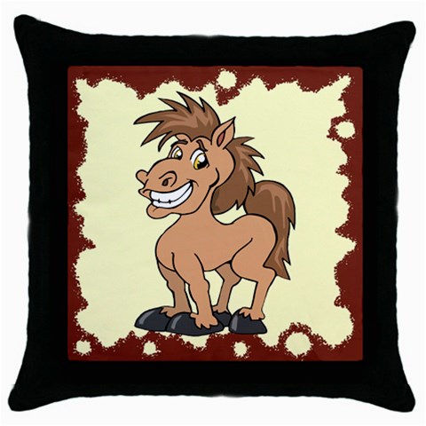 Cheeky pony Throw Pillow Case (Black) from ArtsNow.com Front