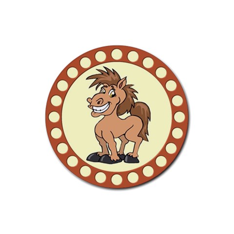 Cheeky pony Rubber Round Coaster (4 pack) from ArtsNow.com Front