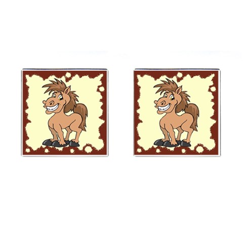 Cheeky pony Cufflinks (Square) from ArtsNow.com Front(Pair)