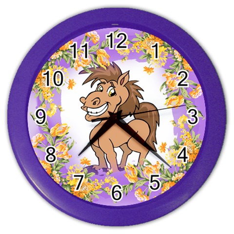 Cheeky pony Color Wall Clock from ArtsNow.com Front