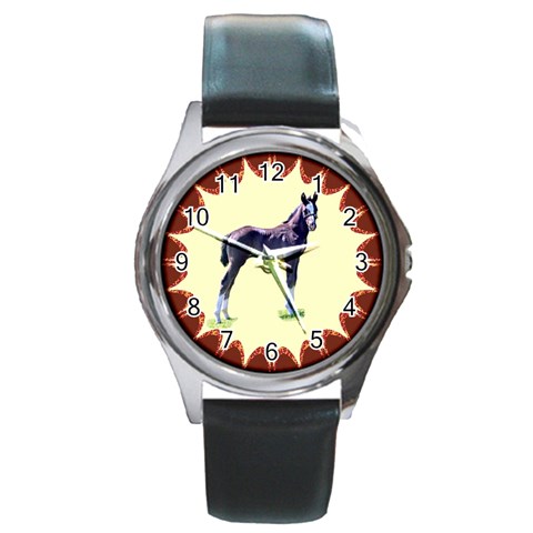 Foal Round Metal Watch from ArtsNow.com Front