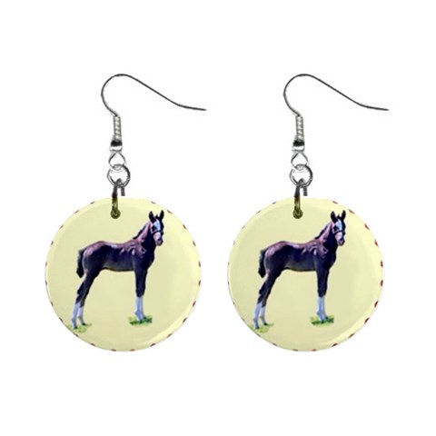 Foal 1  Button Earrings from ArtsNow.com Front
