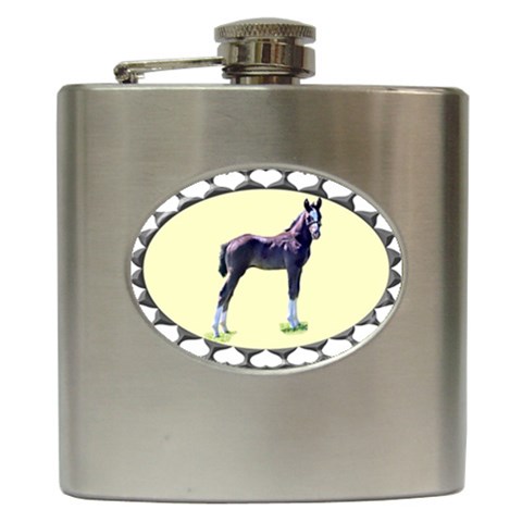 Foal Hip Flask (6 oz) from ArtsNow.com Front