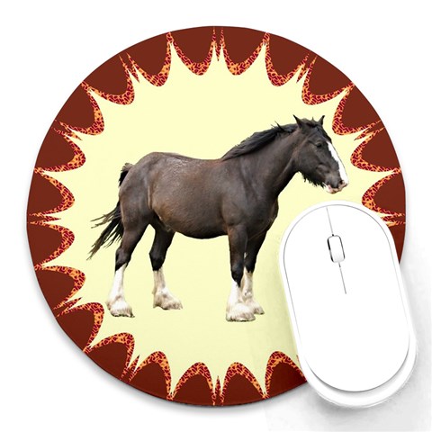 Clydesdale Round Mousepad from ArtsNow.com Front
