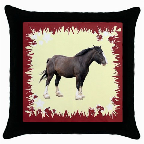 Clydesdale Throw Pillow Case (Black) from ArtsNow.com Front