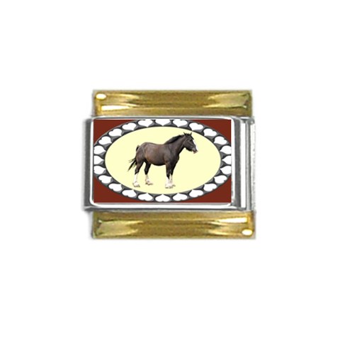 Clydesdale Gold Trim Italian Charm (9mm) from ArtsNow.com Front
