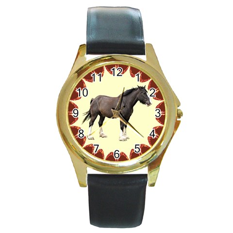 Clydesdale Round Gold Metal Watch from ArtsNow.com Front