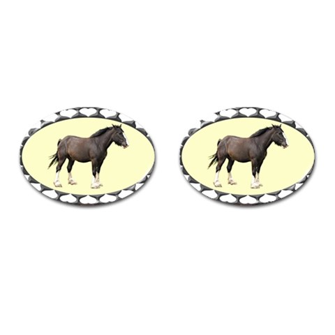 Clydesdale Cufflinks (Oval) from ArtsNow.com Front(Pair)
