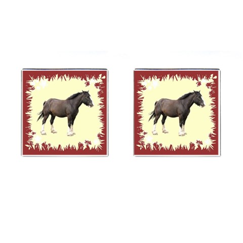 Clydesdale Cufflinks (Square) from ArtsNow.com Front(Pair)