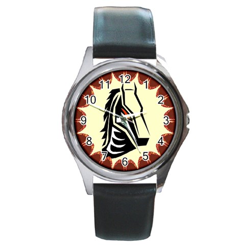 Horse head Round Metal Watch from ArtsNow.com Front