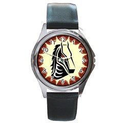Horse head Round Metal Watch from ArtsNow.com Front