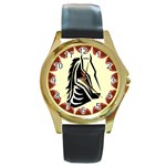 Horse head Round Gold Metal Watch