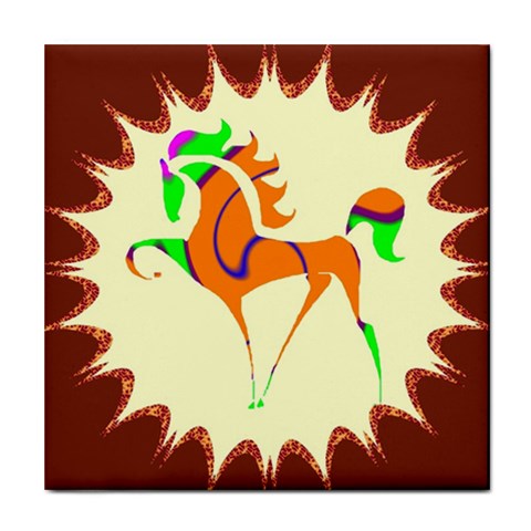 Prancing horse Tile Coaster from ArtsNow.com Front