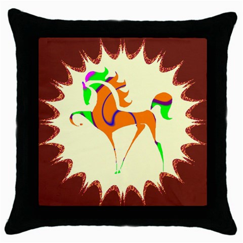 Prancing horse Throw Pillow Case (Black) from ArtsNow.com Front