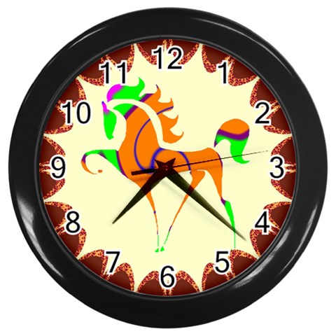 Prancing horse Wall Clock (Black) from ArtsNow.com Front