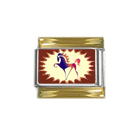 Prancing horse Gold Trim Italian Charm (9mm) from ArtsNow.com Front