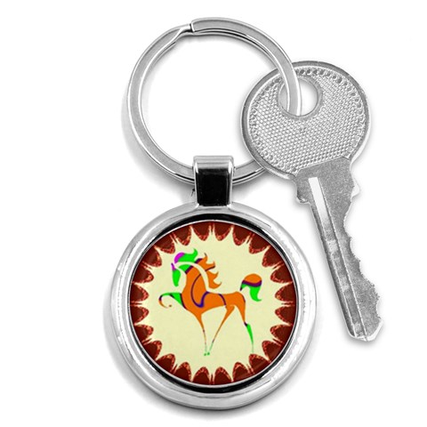 Prancing horse Key Chain (Round) from ArtsNow.com Front