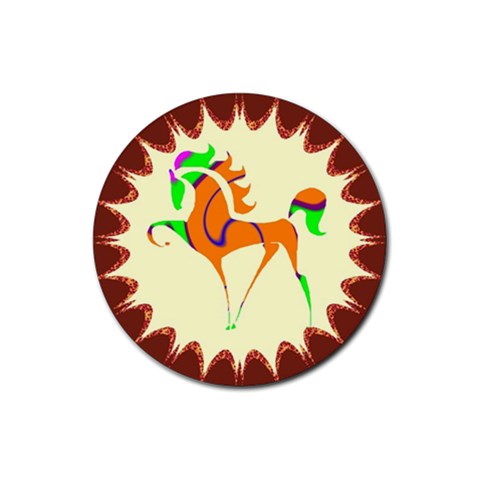 Prancing horse Rubber Round Coaster (4 pack) from ArtsNow.com Front