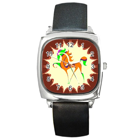 Prancing horse Square Metal Watch from ArtsNow.com Front