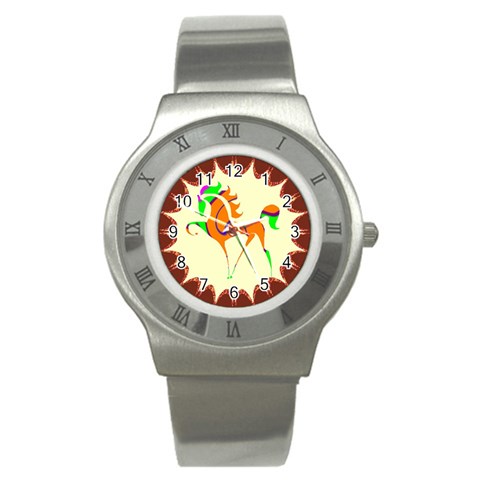 Prancing horse Stainless Steel Watch from ArtsNow.com Front