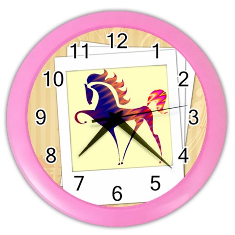 Prancing horse Color Wall Clock from ArtsNow.com Front