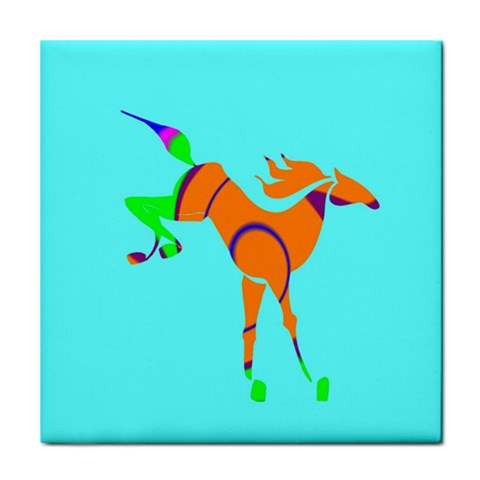 Bucking horse Tile Coaster from ArtsNow.com Front