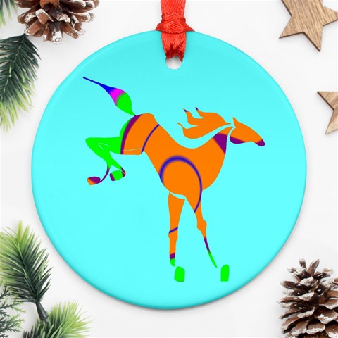 Bucking horse Ornament (Round) from ArtsNow.com Front