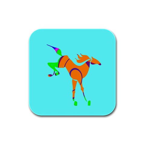 Bucking horse Rubber Square Coaster (4 pack) from ArtsNow.com Front