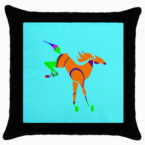 Bucking horse Throw Pillow Case (Black) from ArtsNow.com Front