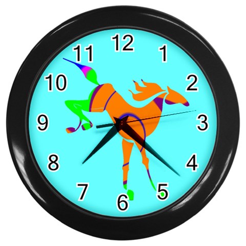 Bucking horse Wall Clock (Black) from ArtsNow.com Front