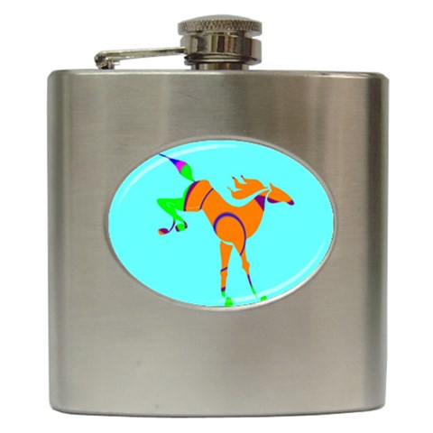 Bucking horse Hip Flask (6 oz) from ArtsNow.com Front