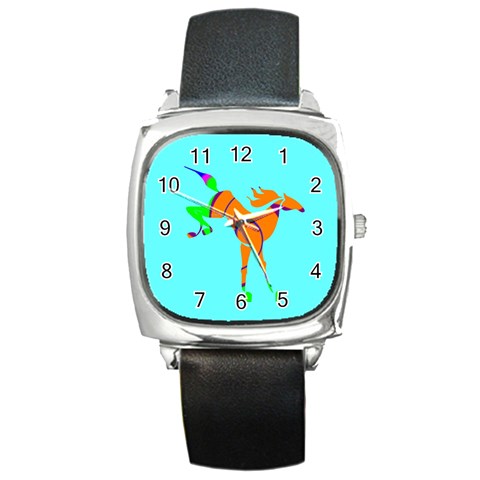 Bucking horse Square Metal Watch from ArtsNow.com Front