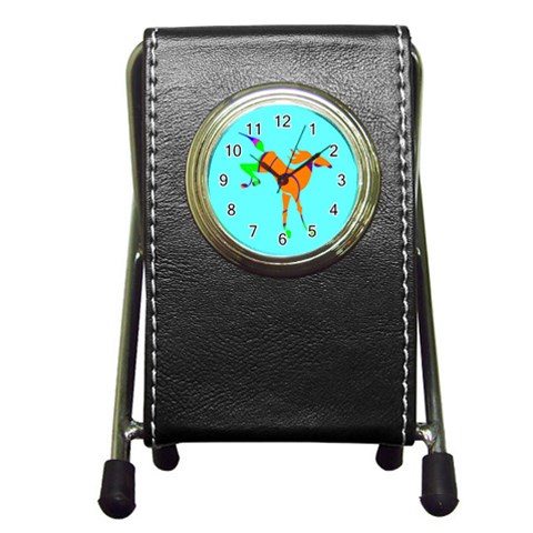 Bucking horse Pen Holder Desk Clock from ArtsNow.com Front
